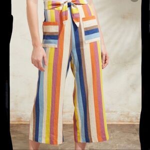 The pretty sister size large linen blend rainbow wide leg cropped pants